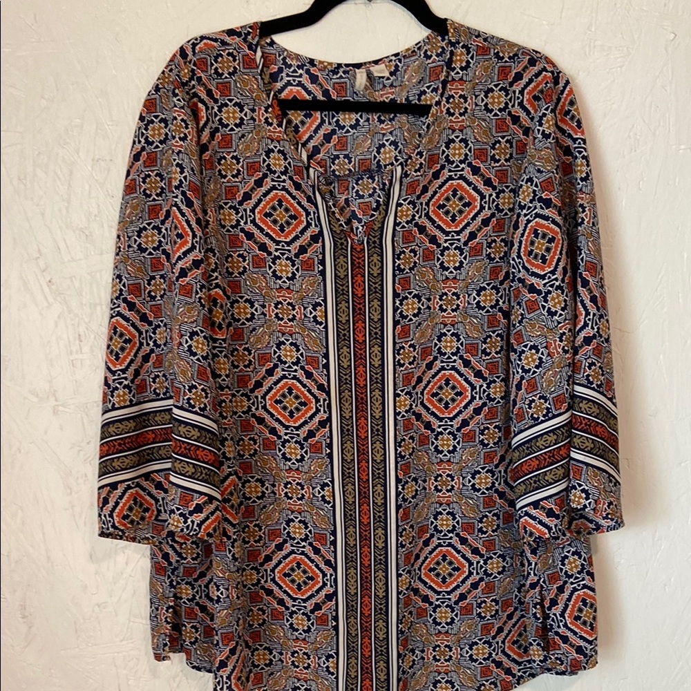 Cato Orange and Blue Boxy Tunic